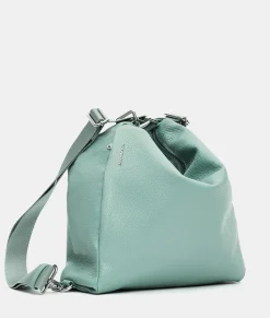 Borsa Convertibile Zaino in Pelle Verde Acqua