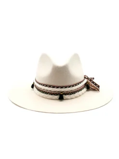 Cappello Fedora Unisex Bianco con Nastro