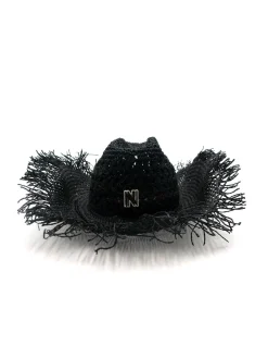 Cappello Texano Sfrangiato in Carta Nero
