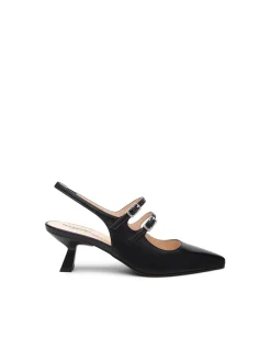 Chanel a Punta in Pelle Nera Tacco Rocchetto