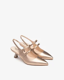 Chanel a Punta in Pelle Sandalo Tacco Rocchetto