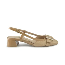 Chanel Slingback in Tessuto e Vernice Noisette