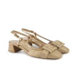 Chanel Slingback in Tessuto e Vernice Noisette