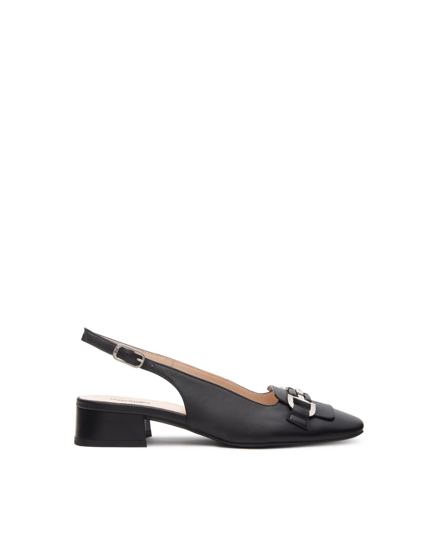 Chanel Tacco Basso in Pelle Nera con Fibbia