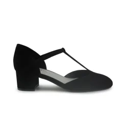 Decolletè Mary Jane Charleston in Camoscio Nero