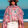 Foulard Pareo in Cotone Stampato Fantasia Rosa