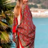 Foulard Pareo in Cotone Stampato Fantasia Rosso