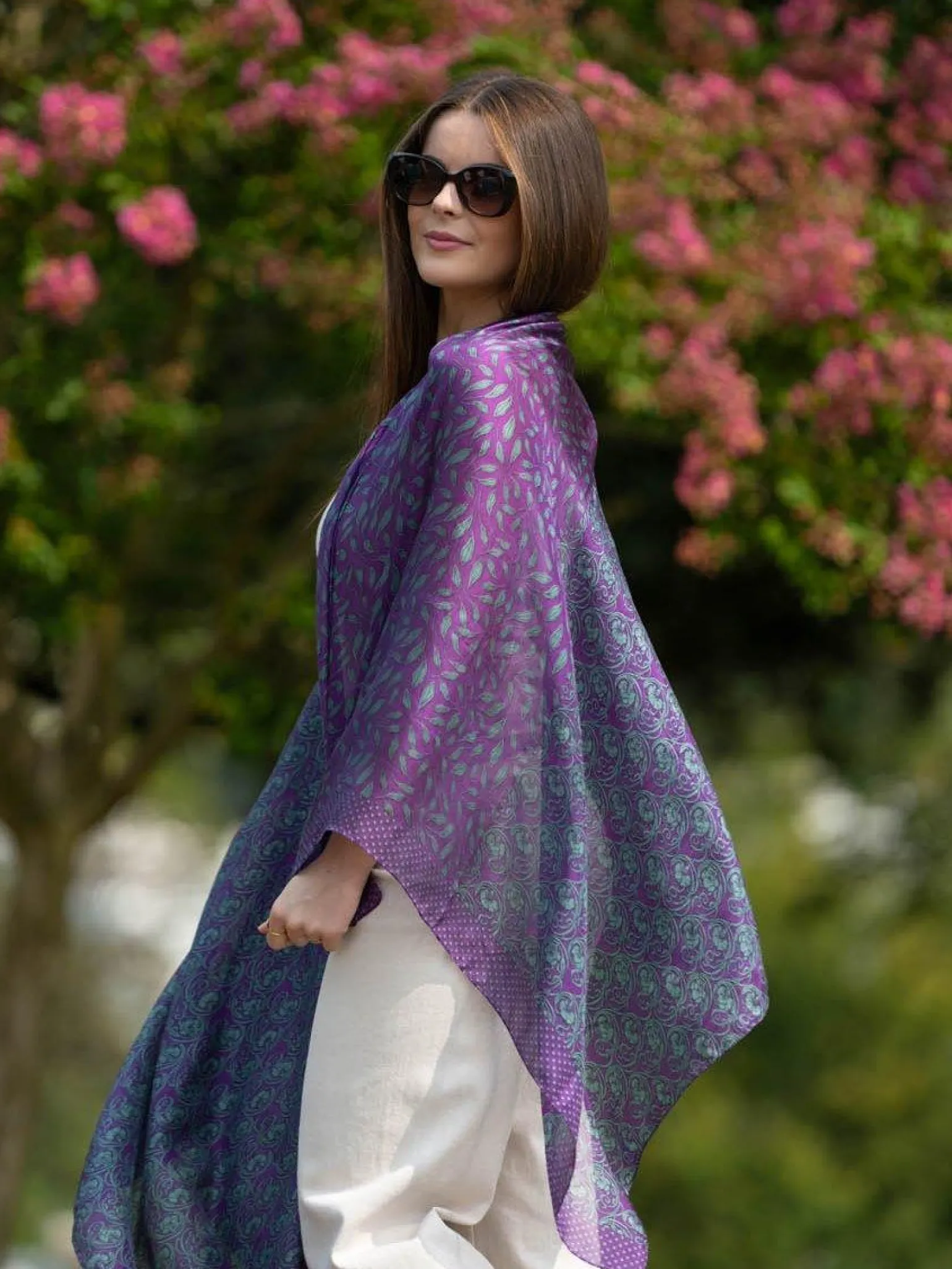 Foulard Pareo in Seta Stampa Melanzana