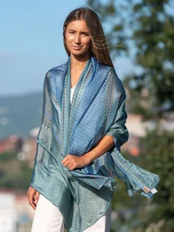 Foulard Pareo in Seta Stampa Cobalto