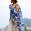 Foulard Pareo in Seta Stampa Blu