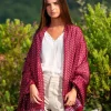 Foulard  Pareo in Seta Stampa Amaranto