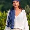 Foulard  Pareo in Seta Stampa Blu