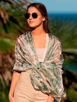 Foulard Pareo in Seta Stampa Verde