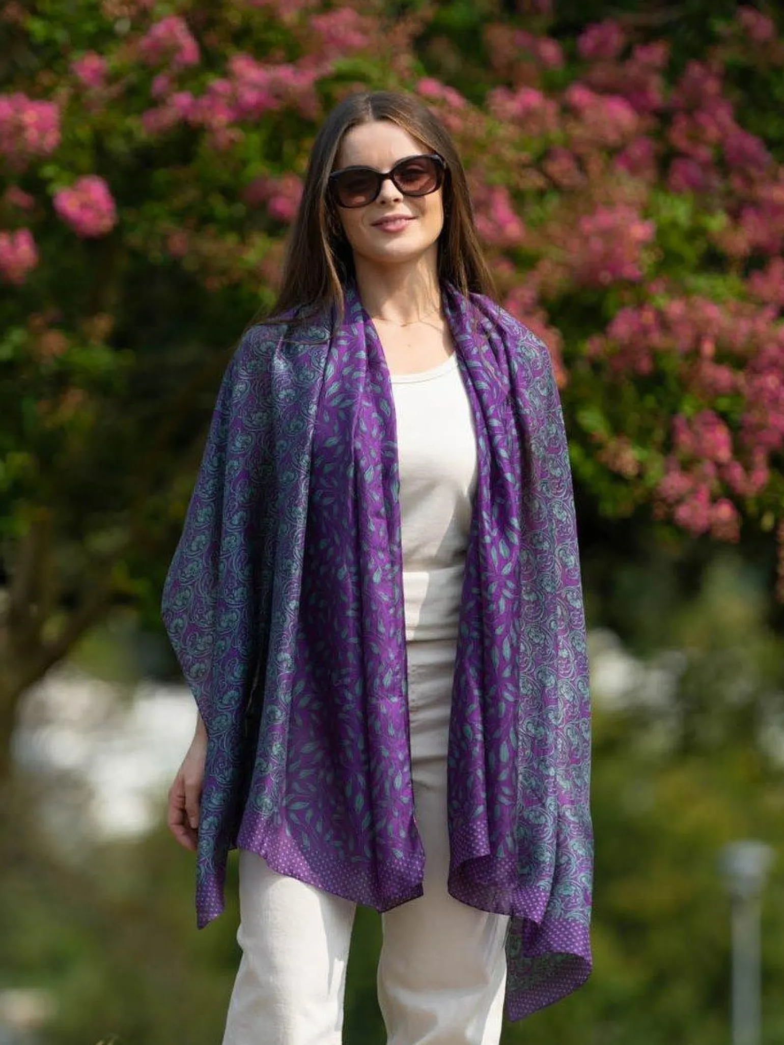 Foulard Pareo in Seta Stampa Melanzana
