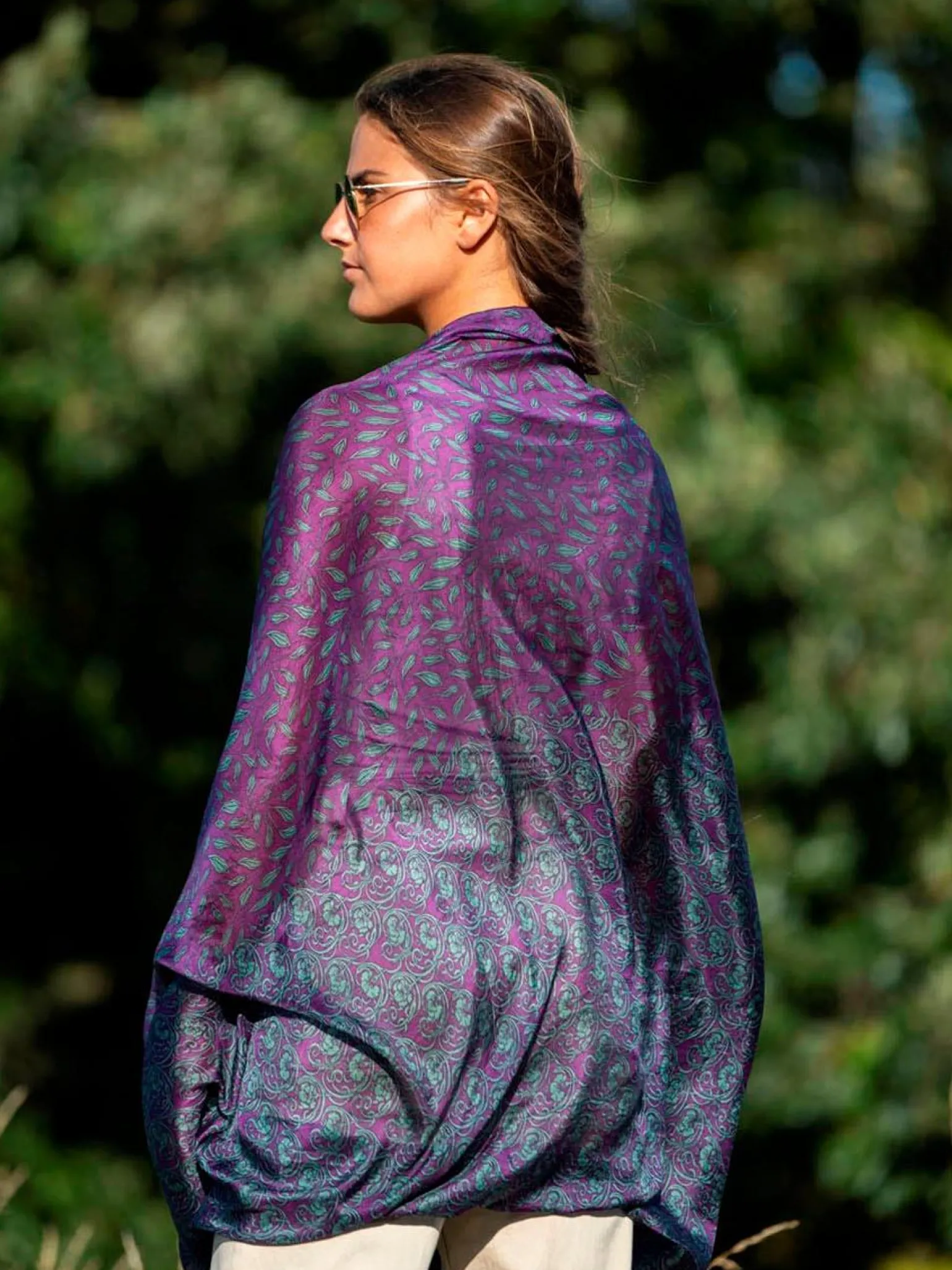 Foulard Pareo in Seta Stampa Melanzana