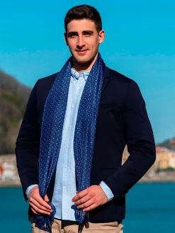 Foulard Pareo in Seta Stampa Blu