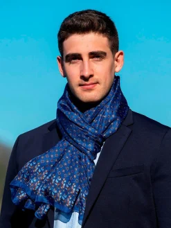 Foulard Uomo in Seta Stampa Blu
