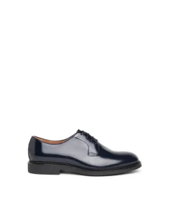 Francesina Stringata Derby Uomo in Pelle Blu