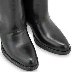 Mezzo Stivale Donna Tex con Risvolto in Ecopelle Nero