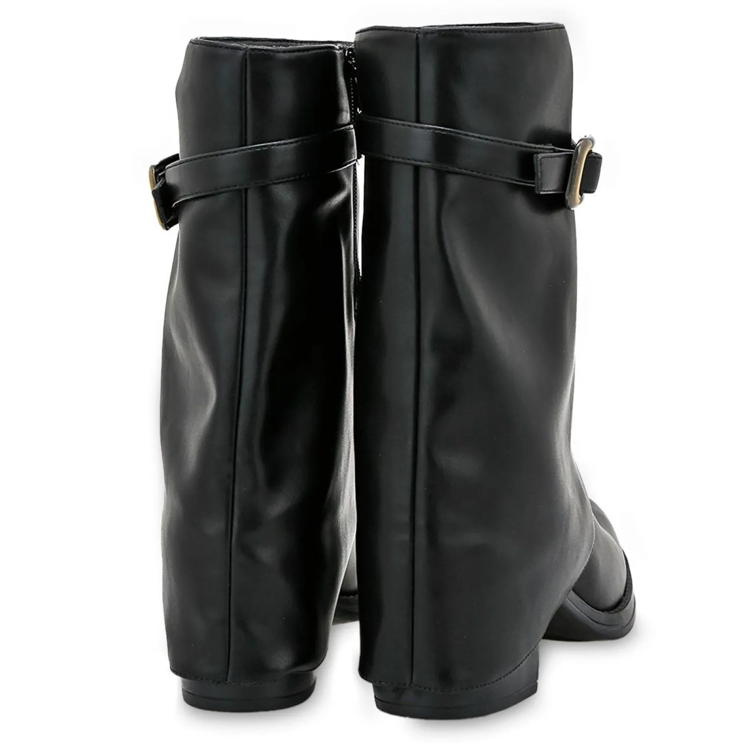 Mezzo Stivale Donna Tex con Risvolto in Ecopelle Nero
