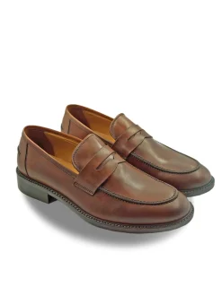 Mocassini College Uomo in Pelle Cuoio
