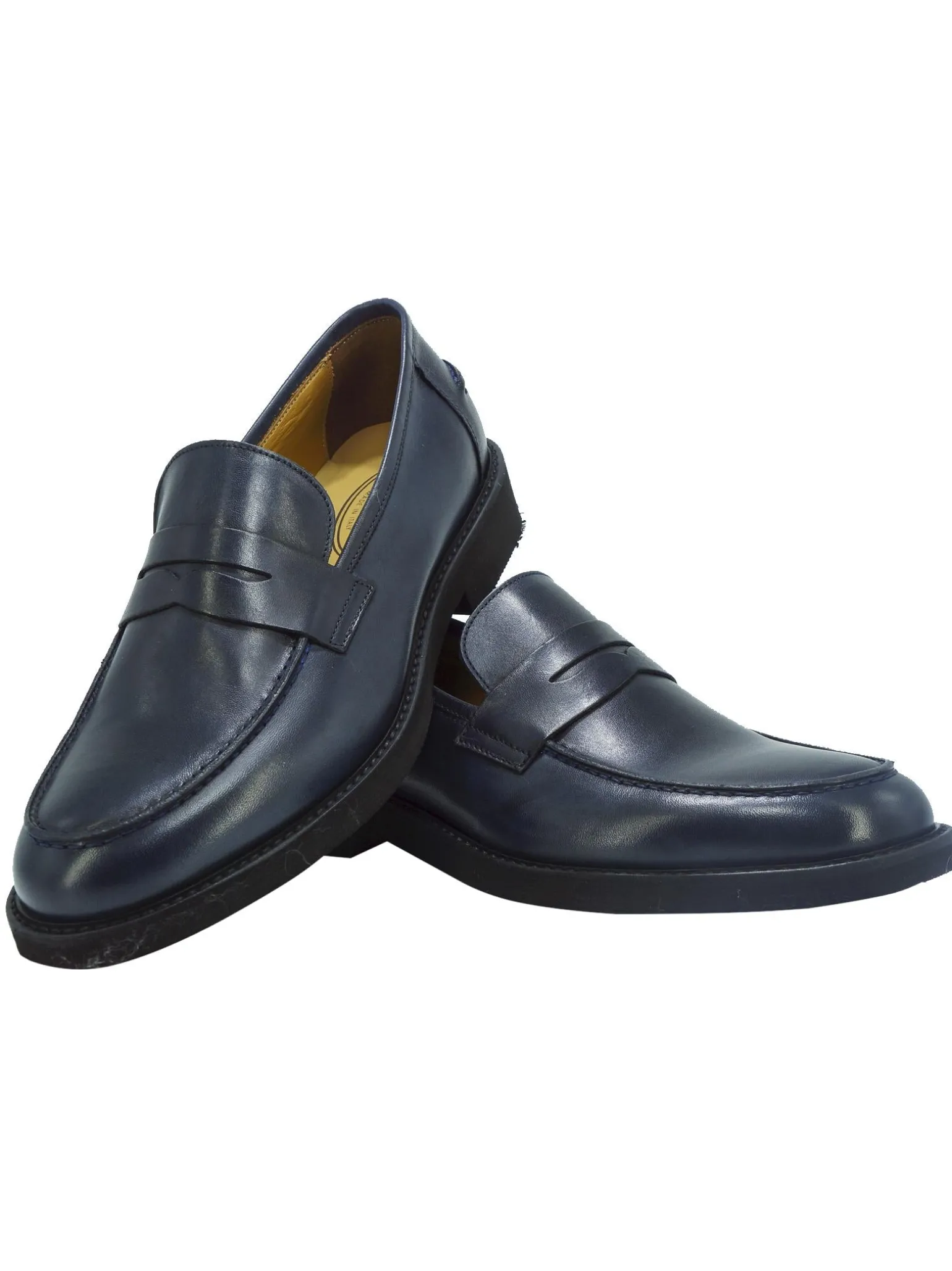 Mocassini College Uomo in Pelle Blu Fondo XL