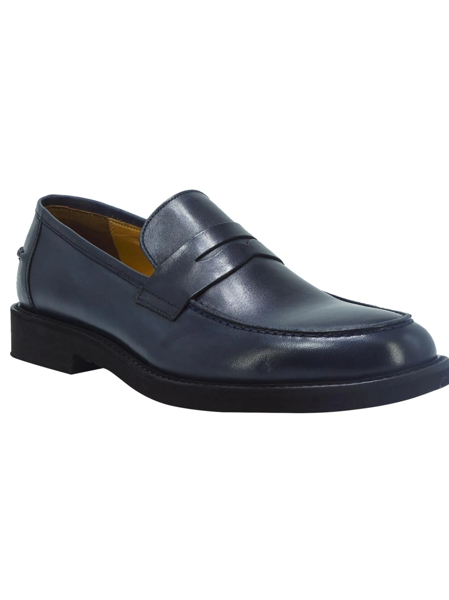 Mocassini College Uomo in Pelle Blu Fondo XL