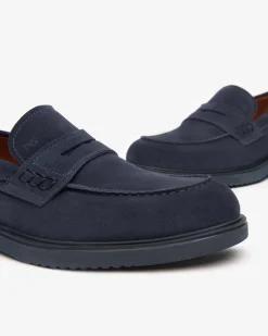 Mocassini College Uomo in Camoscio Blu