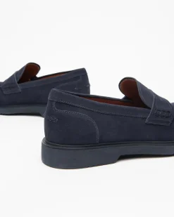 Mocassini College Uomo in Camoscio Blu