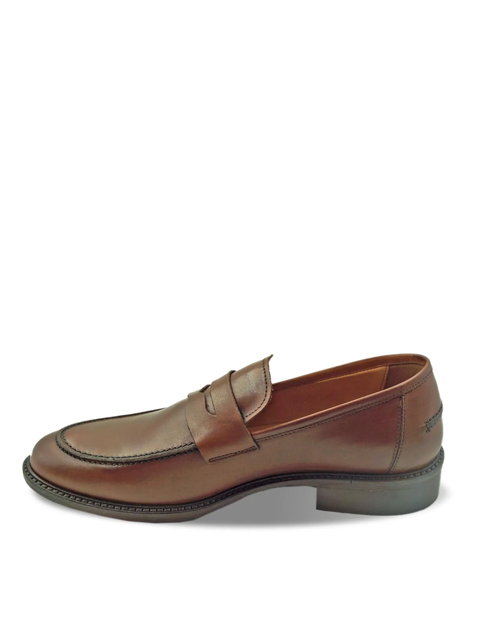 Mocassini College Uomo in Pelle Cuoio