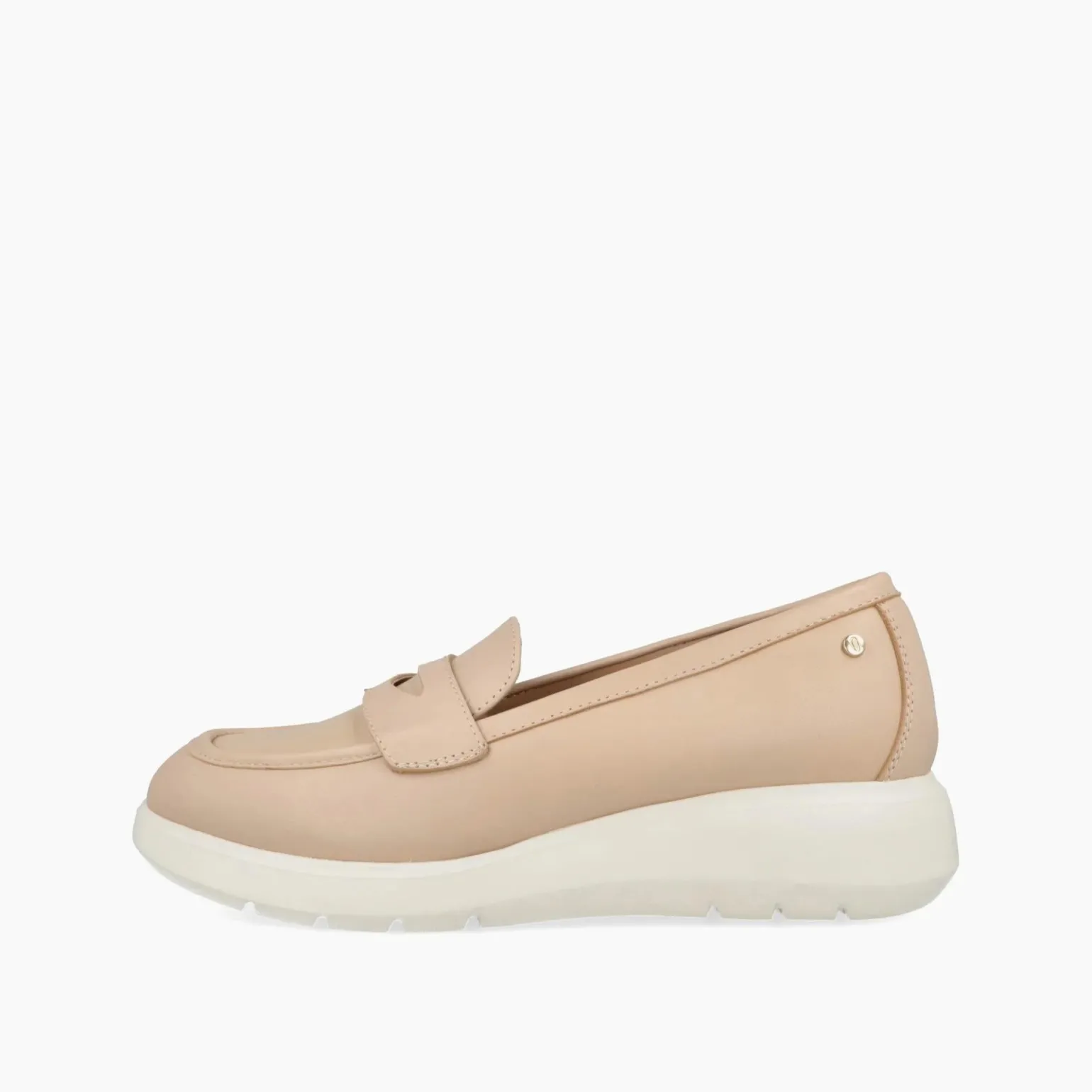 Mocassini con Zeppa in Pelle Nude