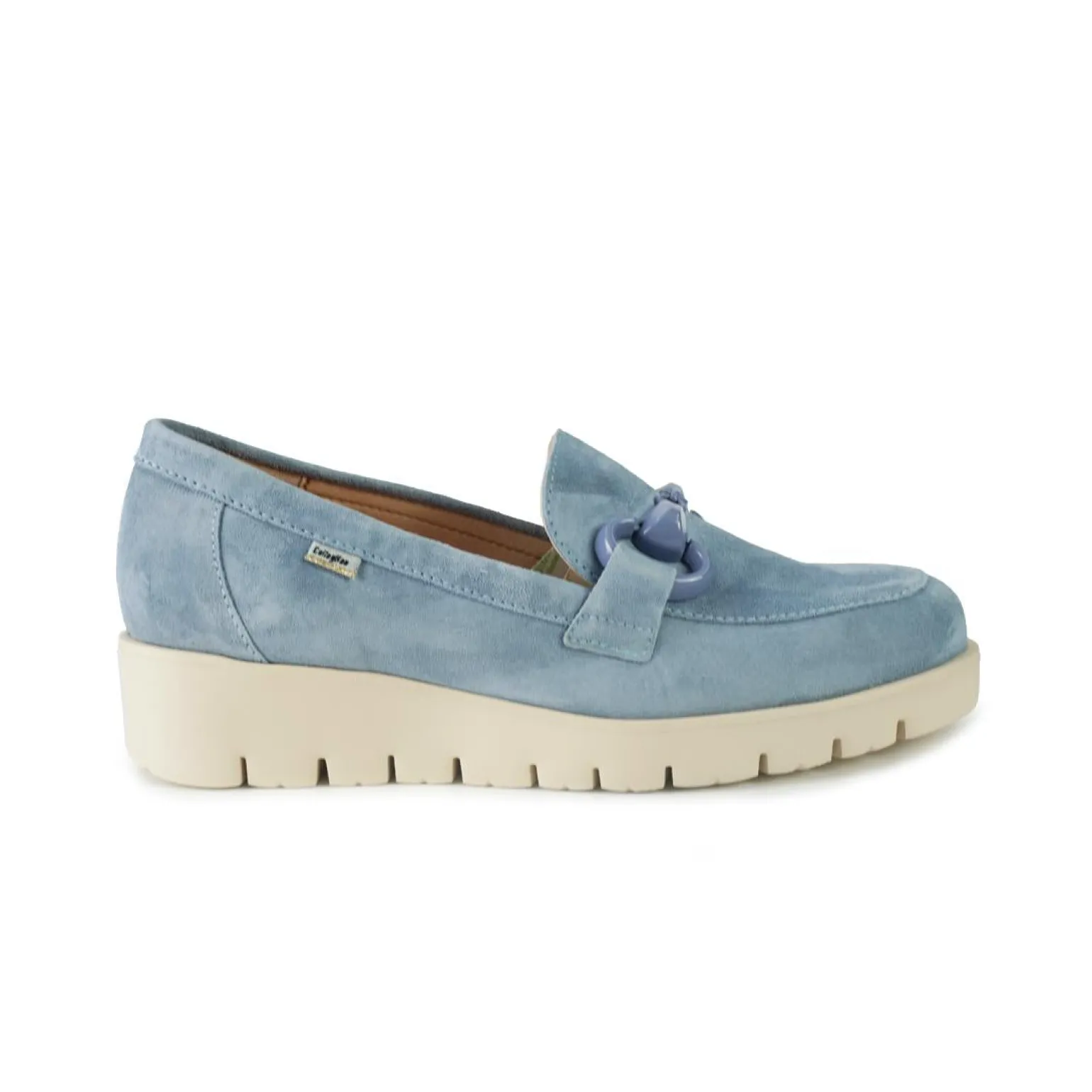 Mocassini Donna con Zeppa in Camoscio Azzurro