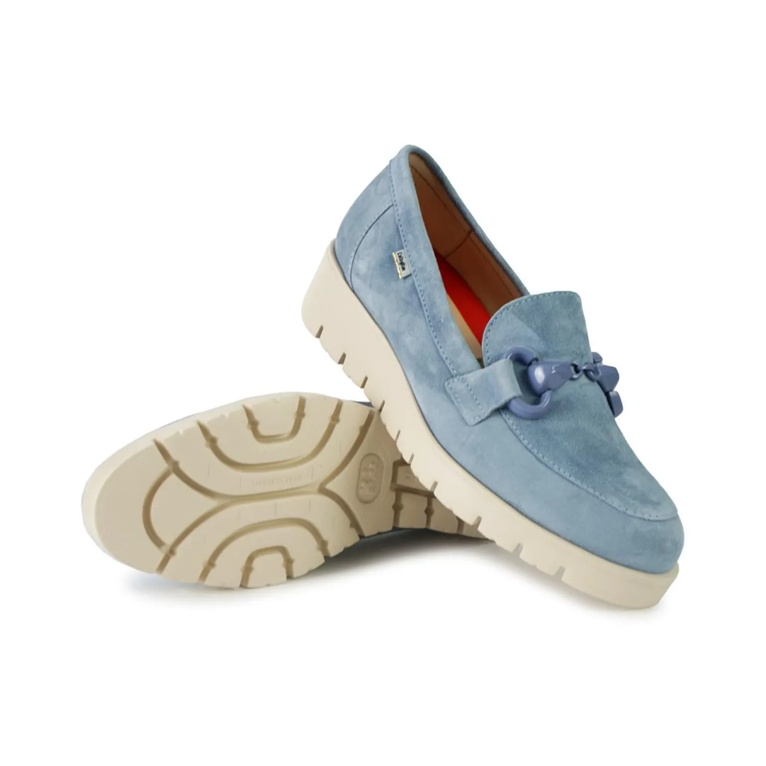 Mocassini Donna con Zeppa in Camoscio Azzurro