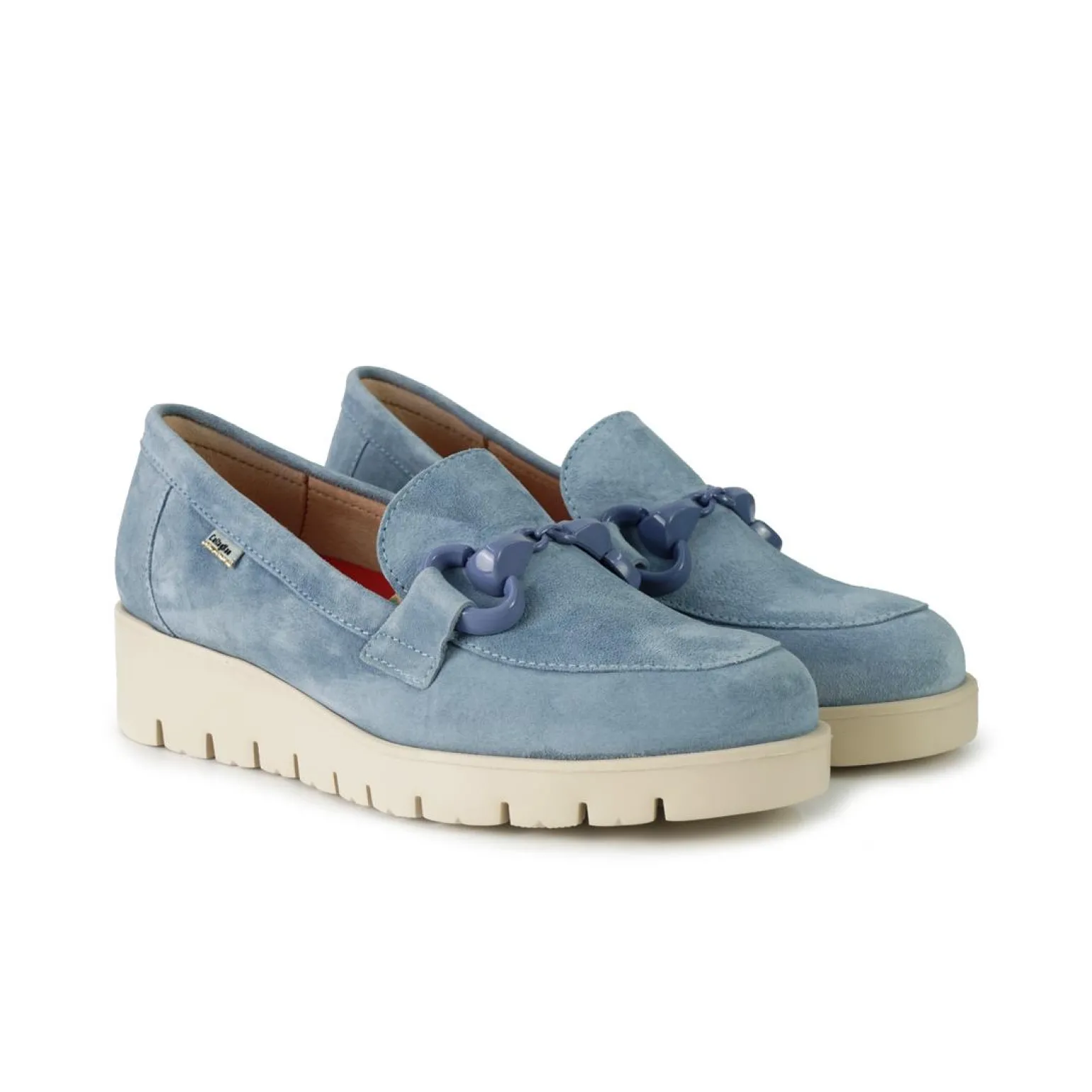 Mocassini Donna con Zeppa in Camoscio Azzurro