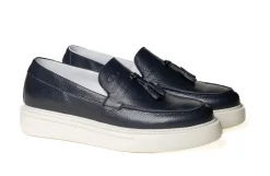 Mocassini Nappina Uomo Pelle Blu