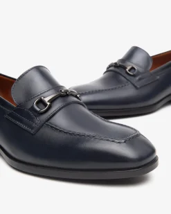 Mocassini Uomo con Morsetto in Pelle Blu