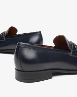 Mocassini Uomo con Morsetto in Pelle Blu