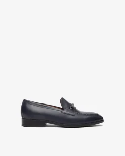 Mocassini Uomo con Morsetto in Pelle Blu