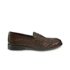 Mocassini Uomo in Pelle Intrecciata Marrone