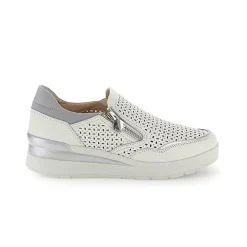 Mocassino Sneakers Donna in Pelle Bianca