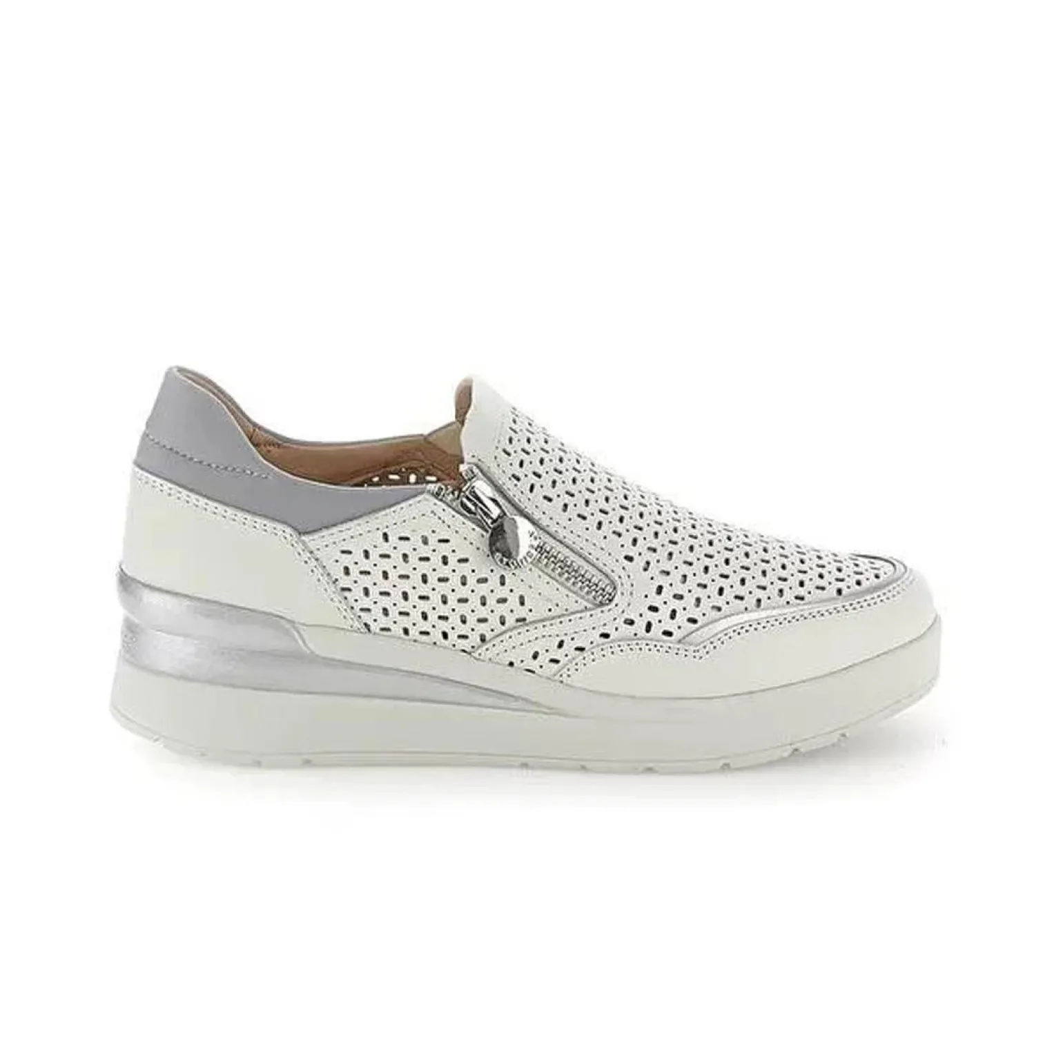 Mocassino Sneakers Donna in Pelle Bianca