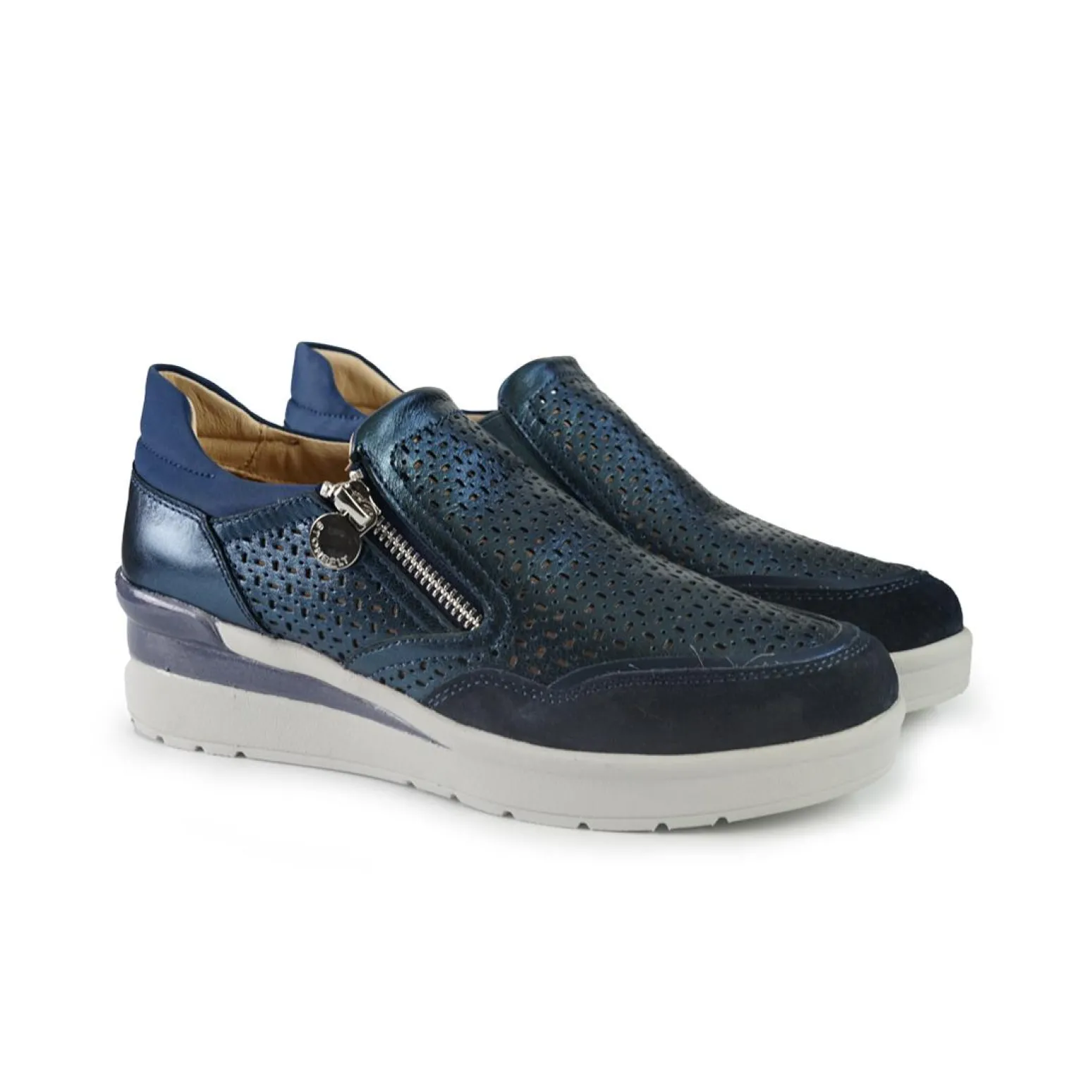 Mocassino Sneakers Donna in Pelle Blu