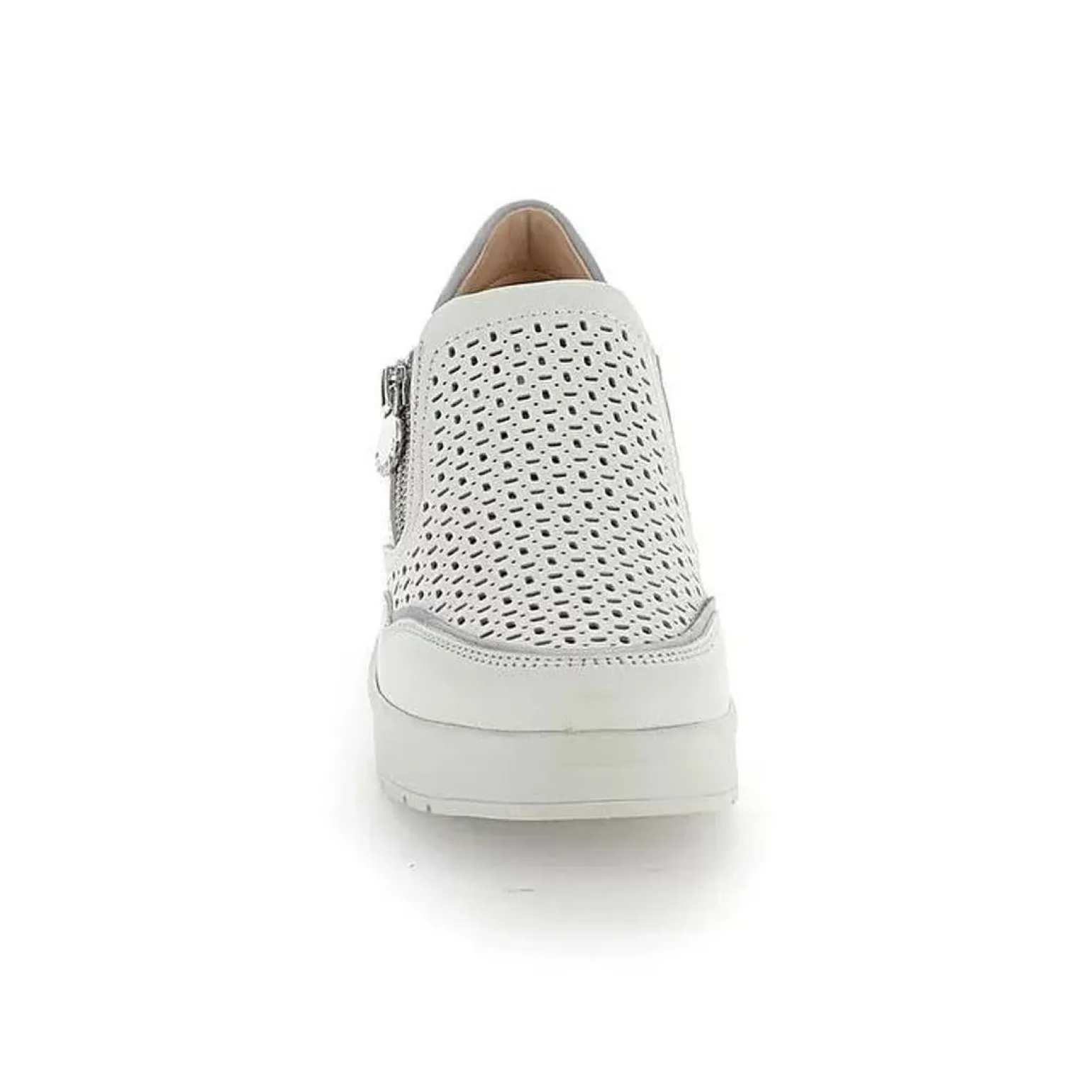 Mocassino Sneakers Donna in Pelle Bianca