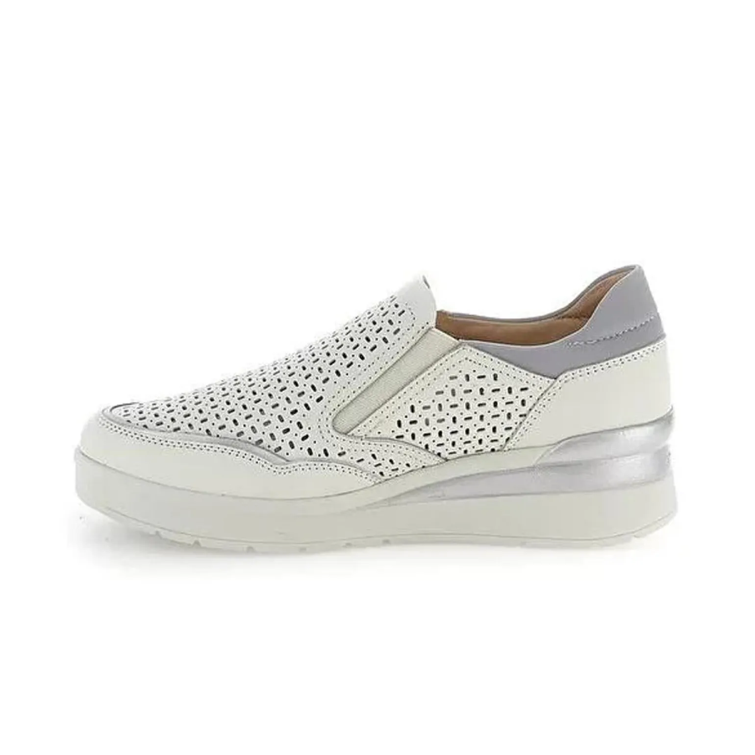 Mocassino Sneakers Donna in Pelle Bianca