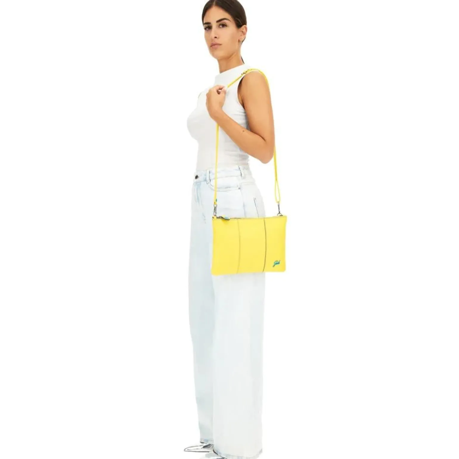 Pochette in Pelle Gialla con Tracolla
