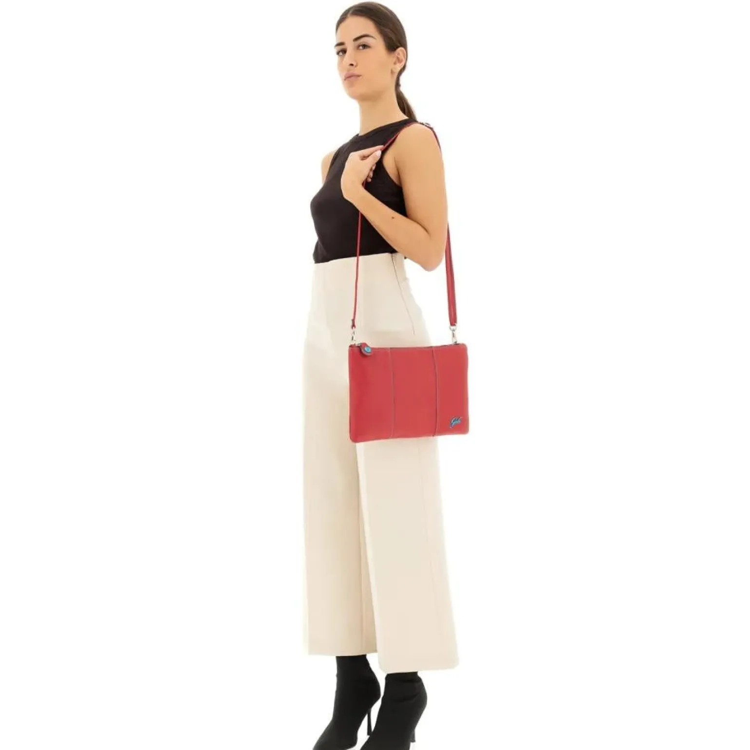 Pochette in Pelle Rossa con Tracolla