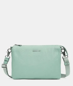 Pochette in Pelle Verde Acqua con Tracolla