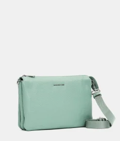 Pochette in Pelle Verde Acqua con Tracolla