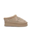 Sabot Donna Imbottite Fur con Borchie Beige
