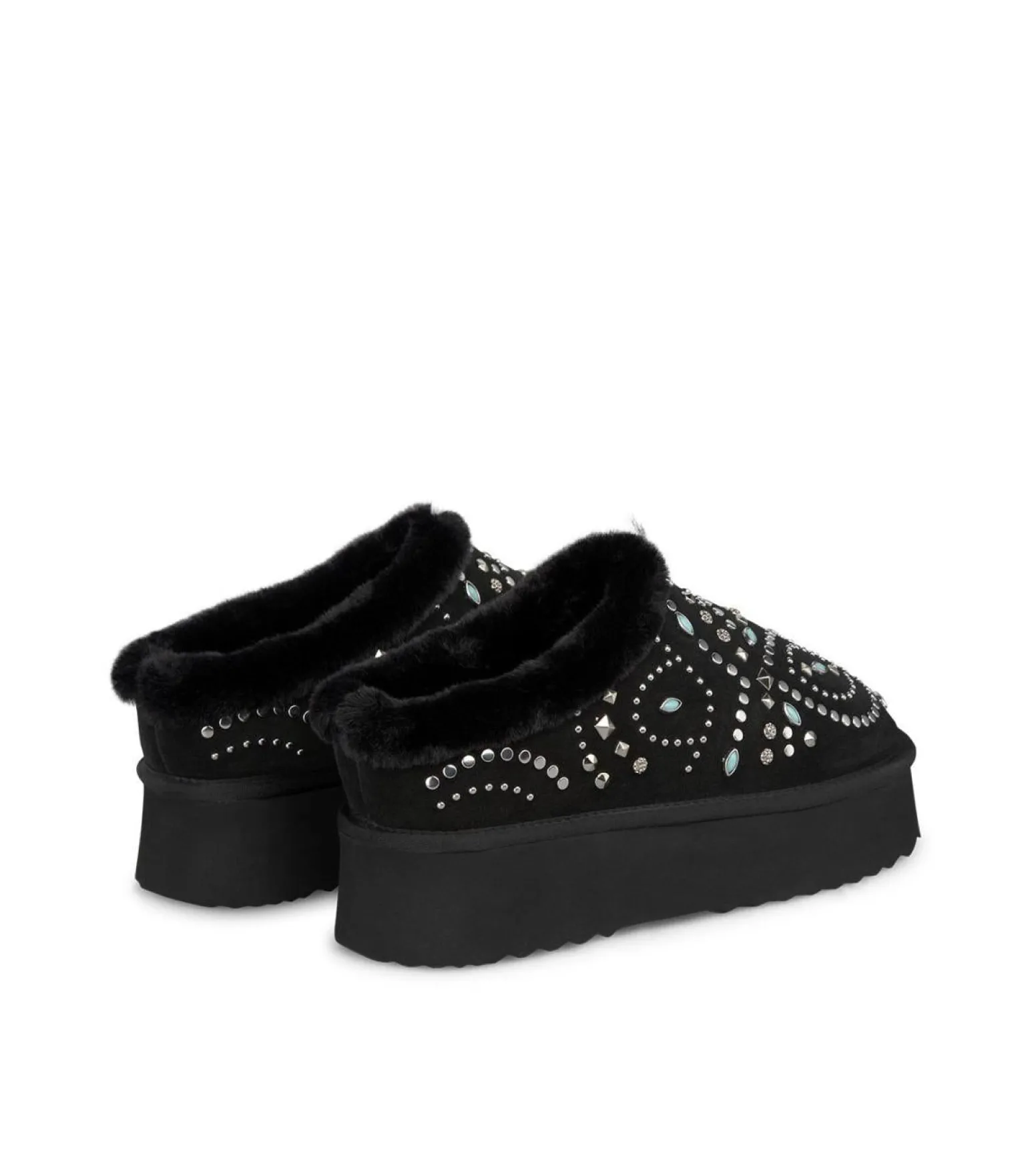 Sabot Donna Imbottite Fur con Borchie Nero